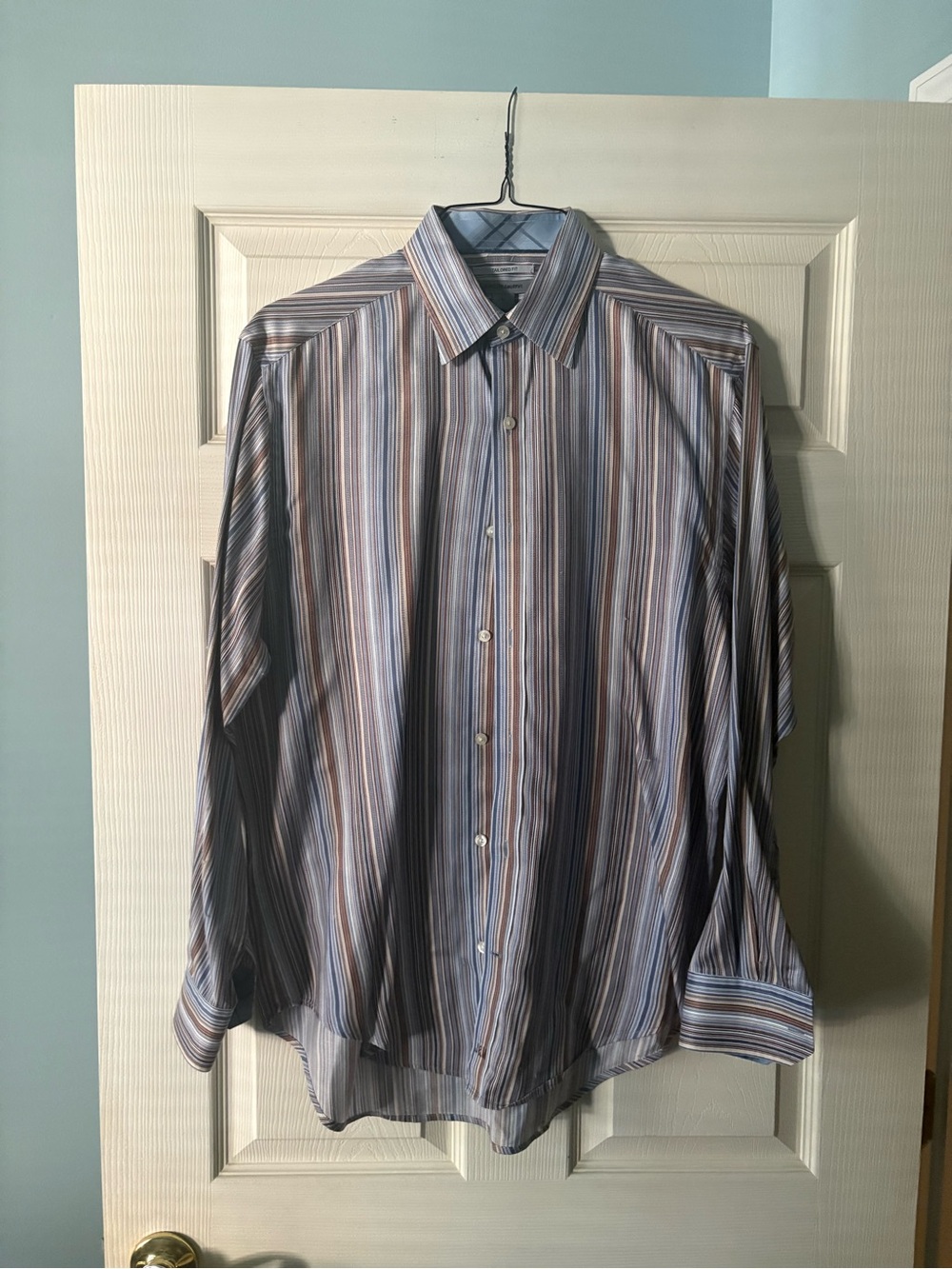 Johnston & Murphy Men's Multi-Stripe Dress Shirt - Blue & Brown
